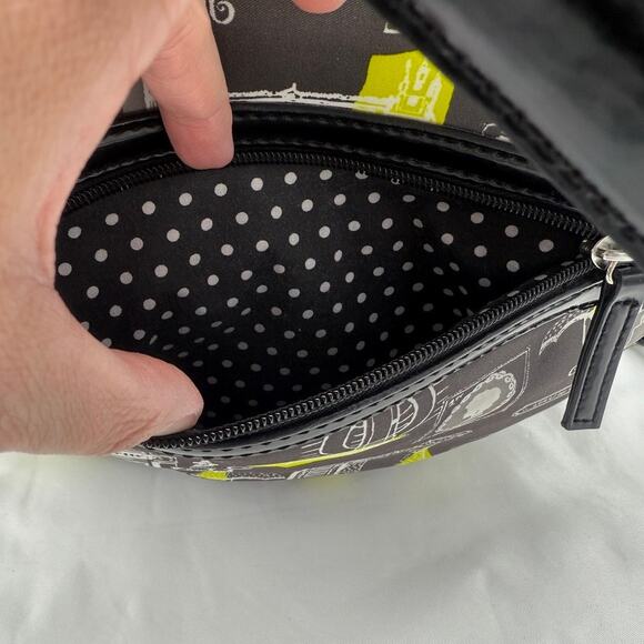 Lulu by Lulu Guinness London Print Tote Bag w/ Pouch Matching Black Yellow White - Picture 9 of 16